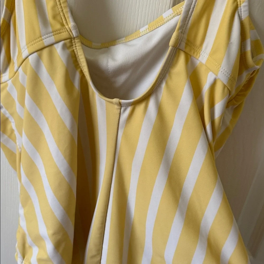 Yellow & White Striped Tie-Shoulder One-Piece Swimsuit